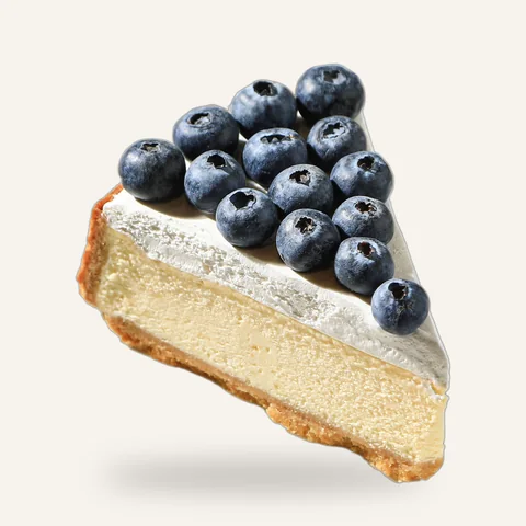 Slice of blueberry cheesecake